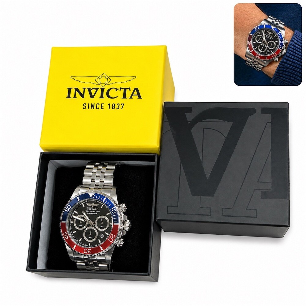 Invicta Pro Diver Chronograph Men's Watch Black Dial Pepsi Bezel new box gift